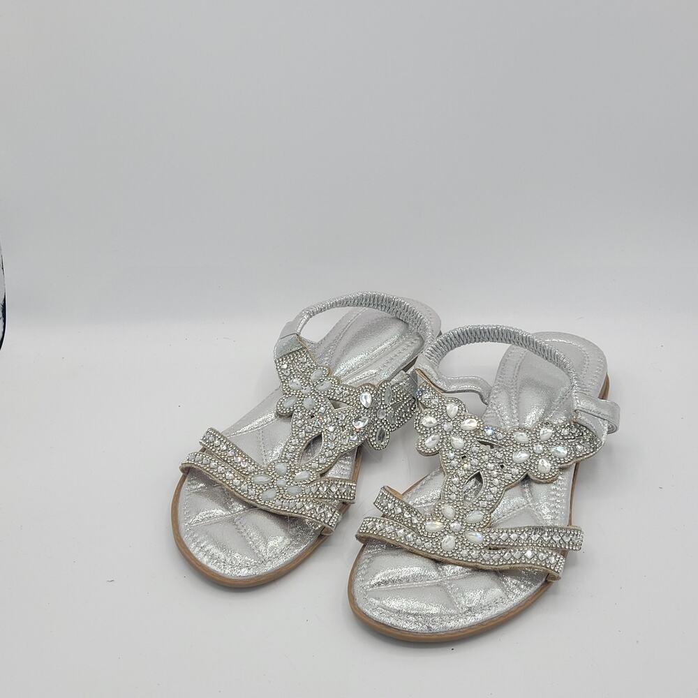 Fululuer Women's Silver Sandal with Ankle Strap Crystal Rhinestone size 8.5